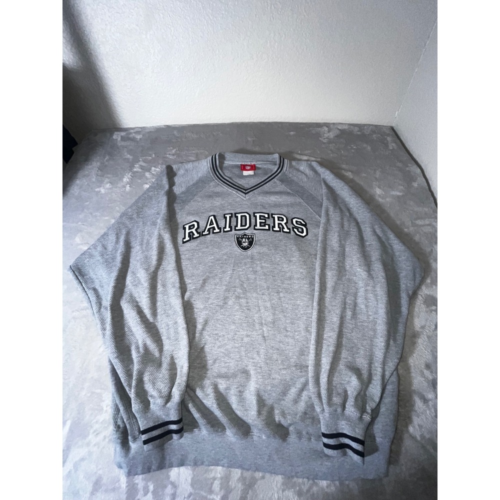 Vintage NFL Las Vegas Raiders Sweatshirt Mens Gray Embroidered Pullover XL
